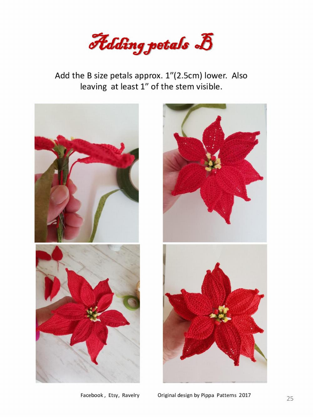 Mini Poinsettia and Holly Decoration Pattern