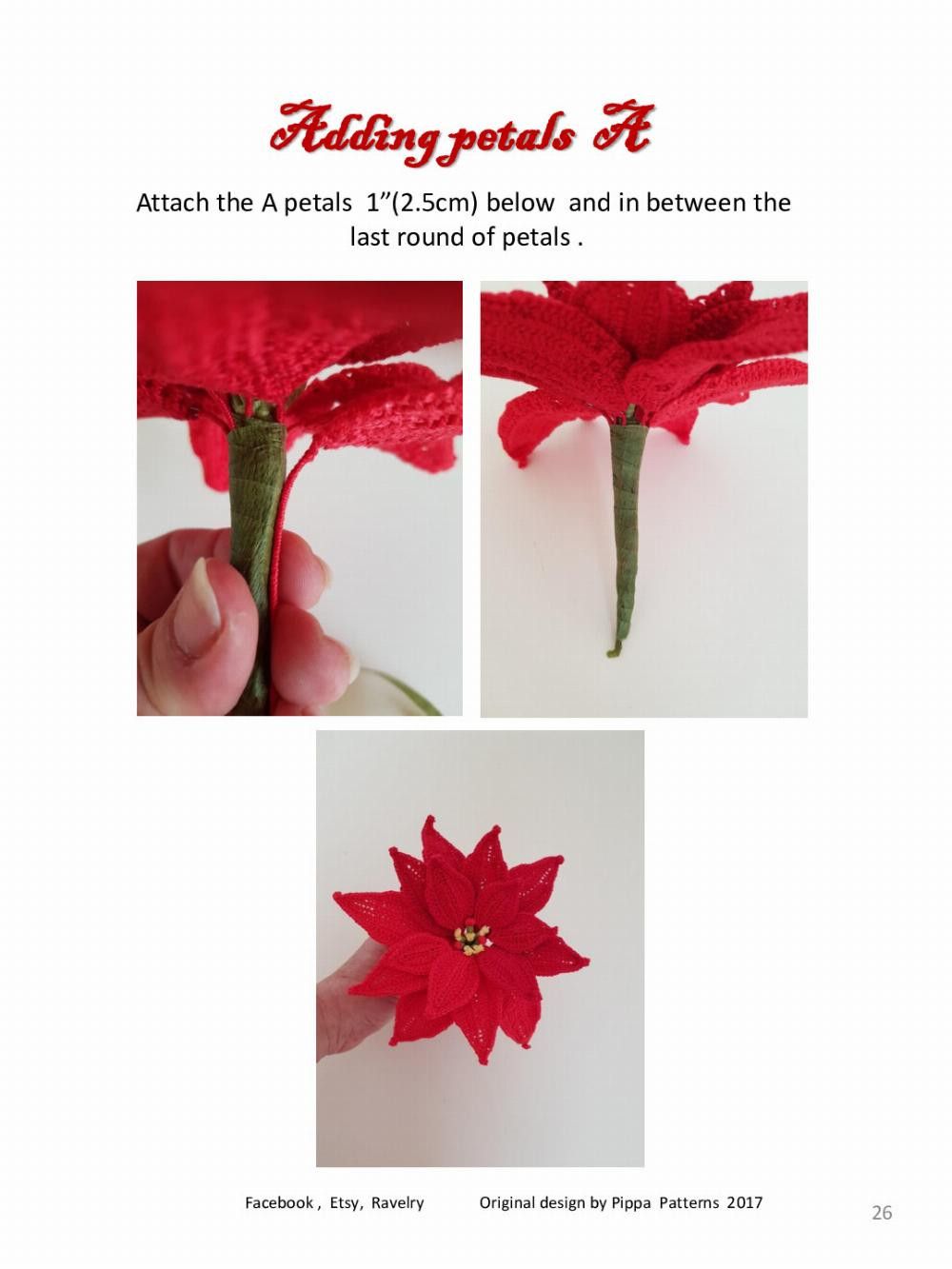 Mini Poinsettia and Holly Decoration Pattern