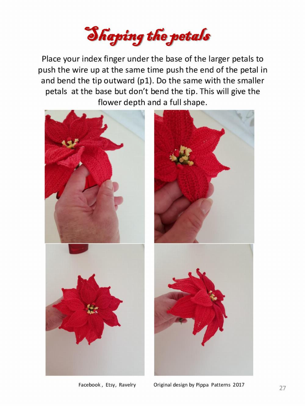 Mini Poinsettia and Holly Decoration Pattern