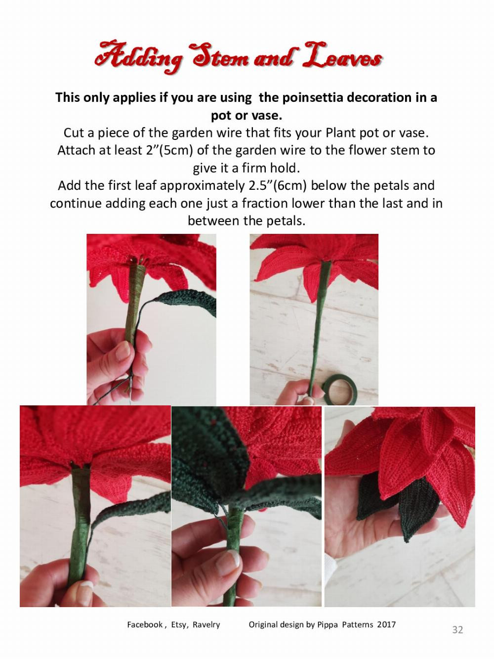 Mini Poinsettia and Holly Decoration Pattern