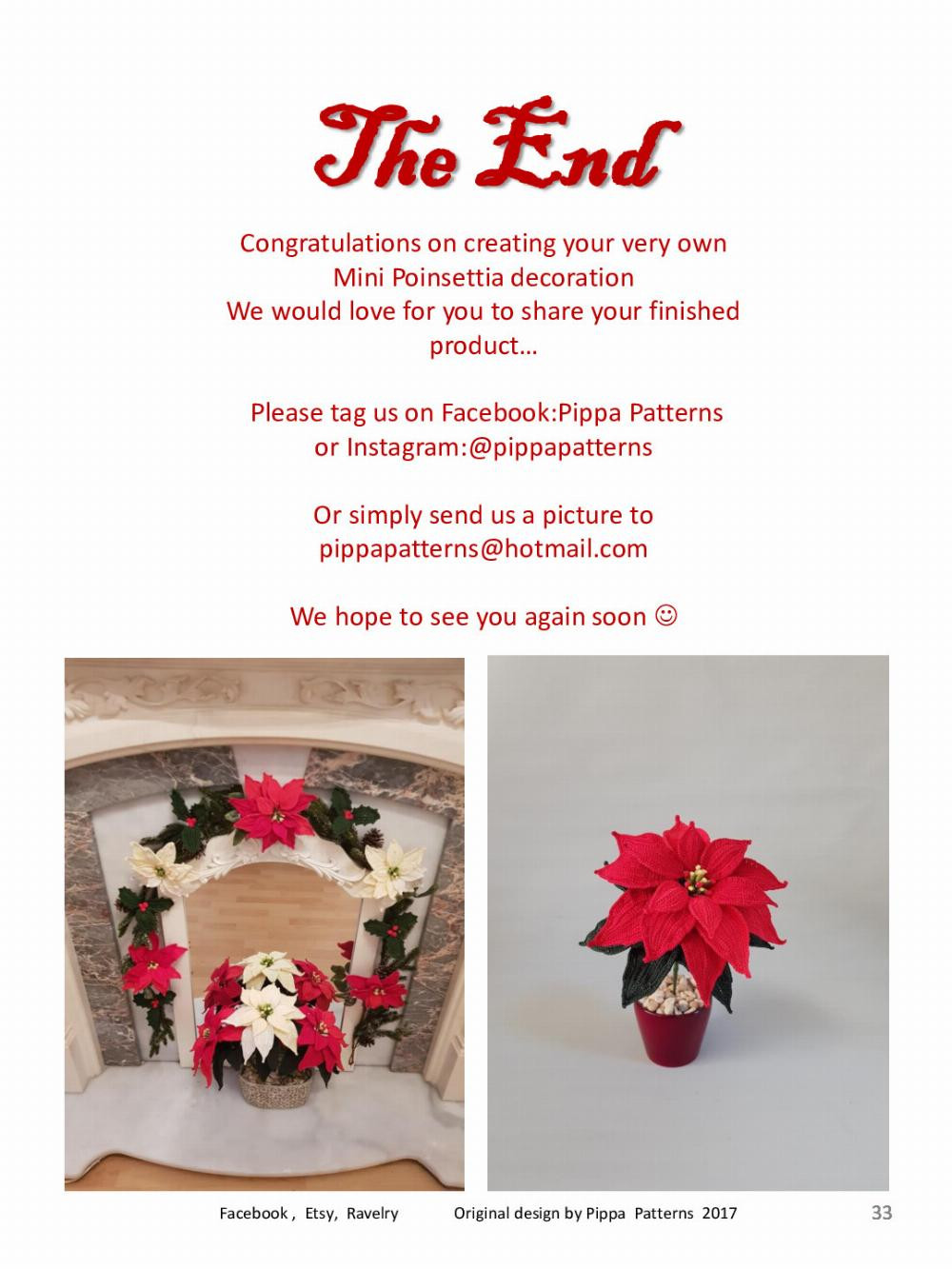 Mini Poinsettia and Holly Decoration Pattern