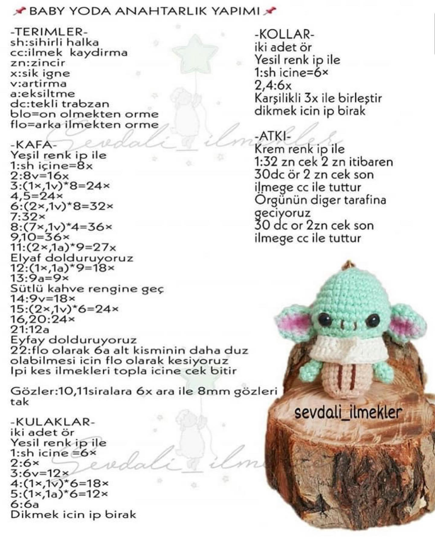 mini yoda anahtarlık tığ işi modeli