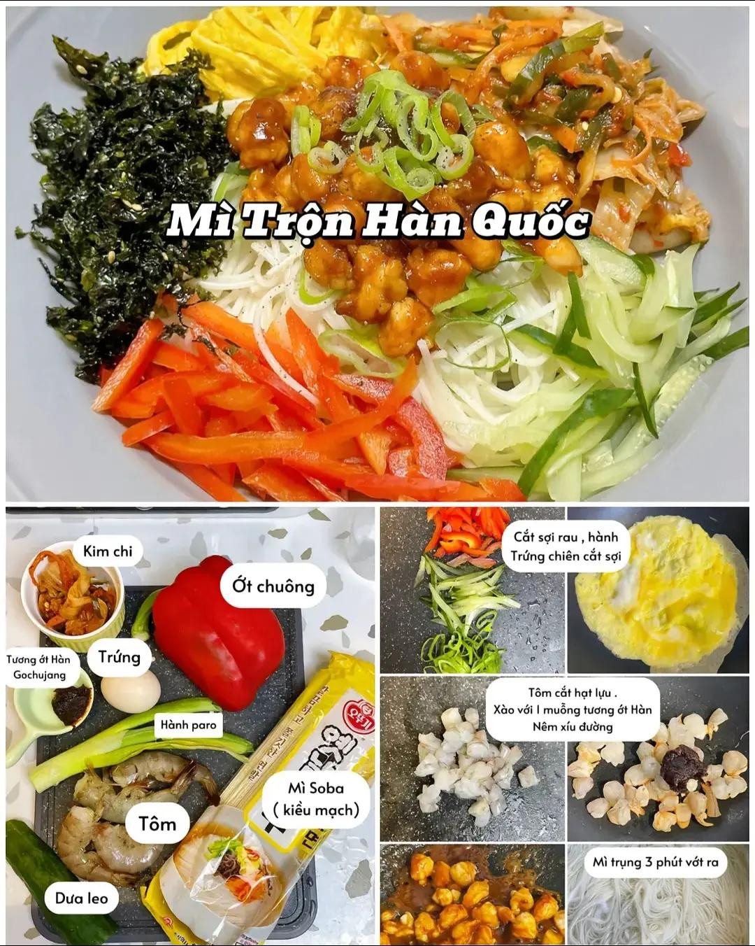 my menu những ngày chán cơm. mì trộn hàn quốc, mì bò cần, mì thanh mát, pad thai, bún xá xíu, pasta hến.