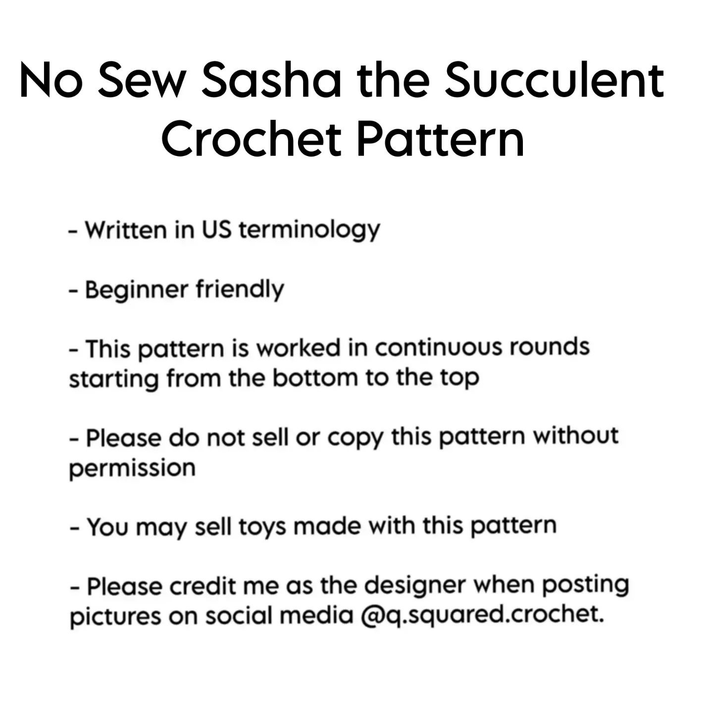 no sew sasha the succulent crochet pattern