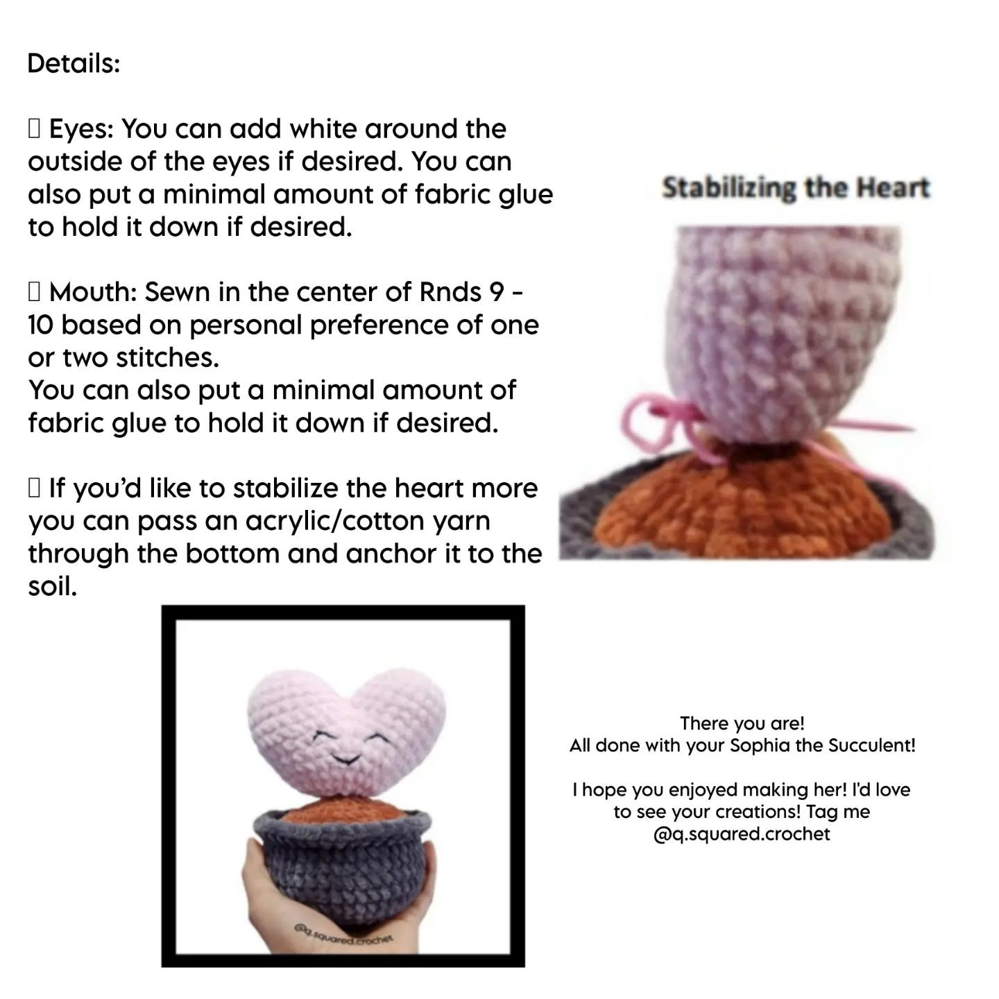 no sew sophia the succulent crochet heart pot pattern