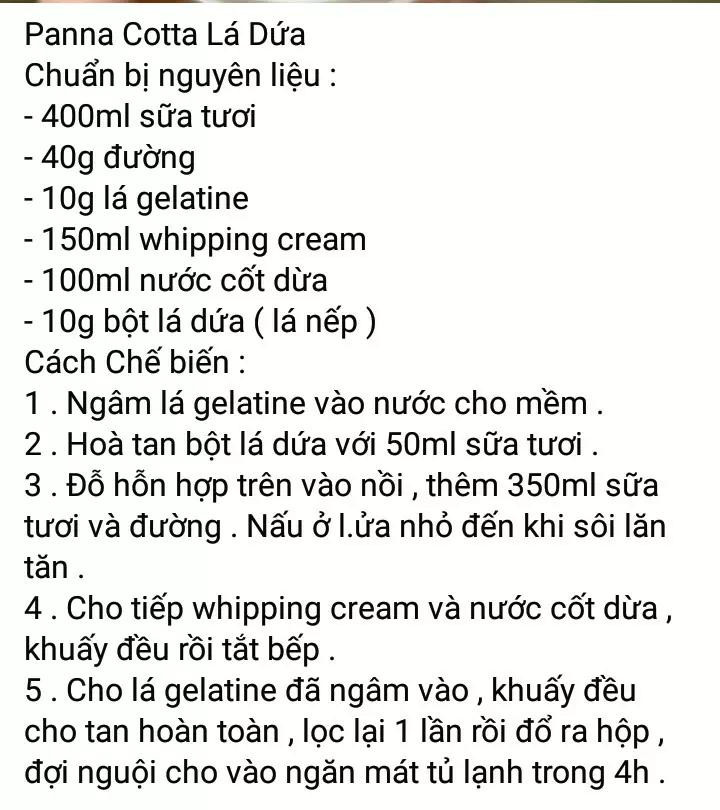 panna cotta lá dứa, panna cotta xoài, panna cotta sữa dừa, panna cotta dâu, panna cotta hoa đậu biếc