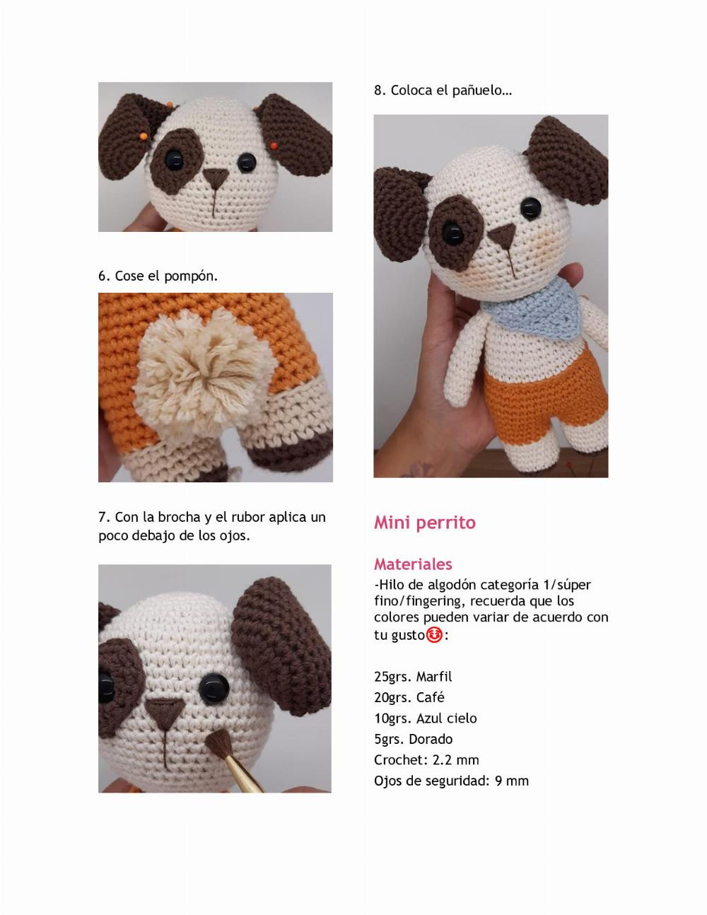 PERRITO Y MINI PERRITO (FAMILIA POMPÓN) Diseñado por Susana De Rivero/Amigurumi art crochet