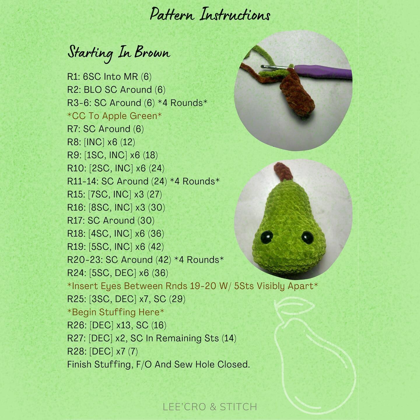 🍐PERRY THE PEAR DROP- FREE PATTERN!🍐