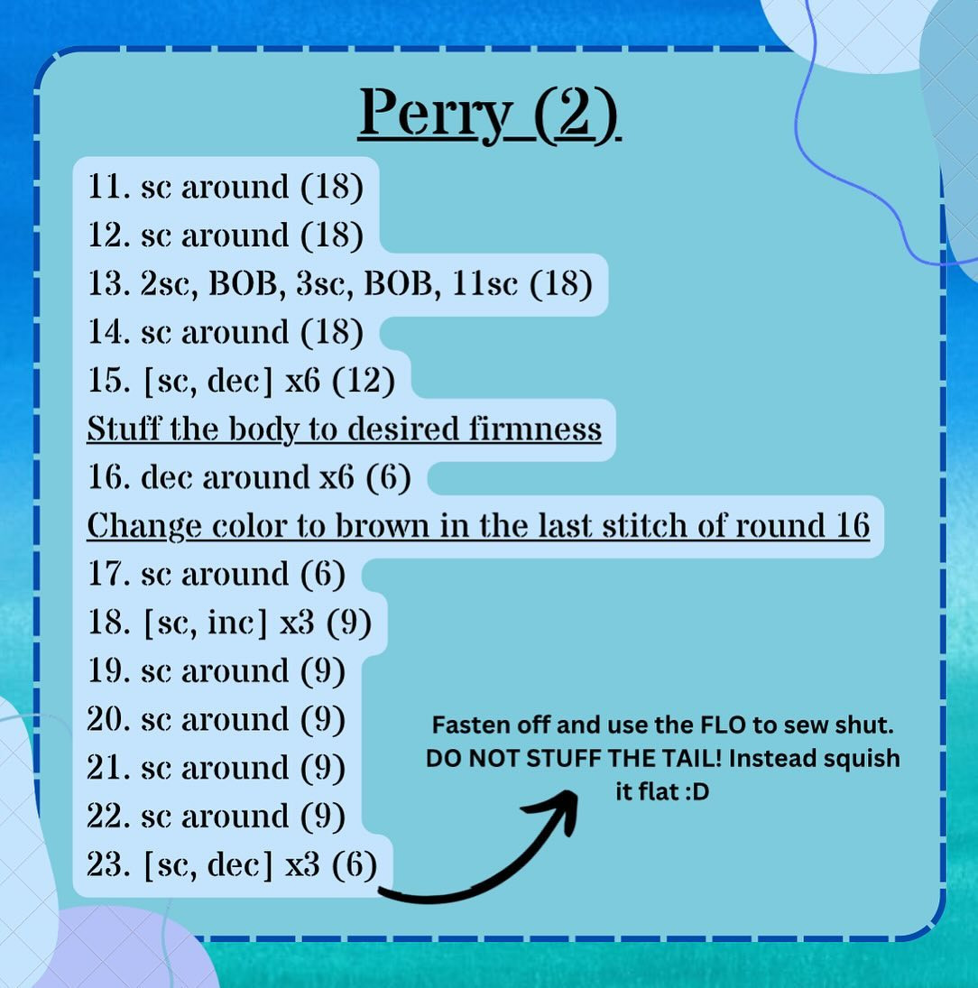 🩵 Perry the Platypus Low Sew Free Pattern!!! 🤎