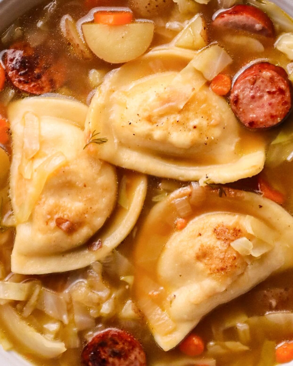 Pierogi, Kielbasa, &amp; Cabbage Soup