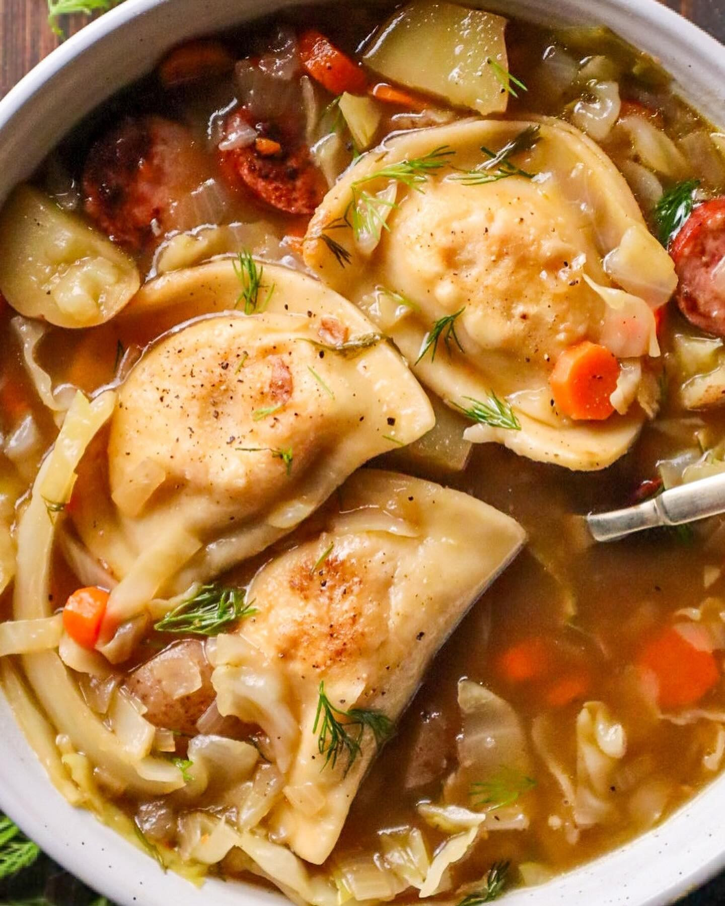 Pierogi, Kielbasa, &amp; Cabbage Soup