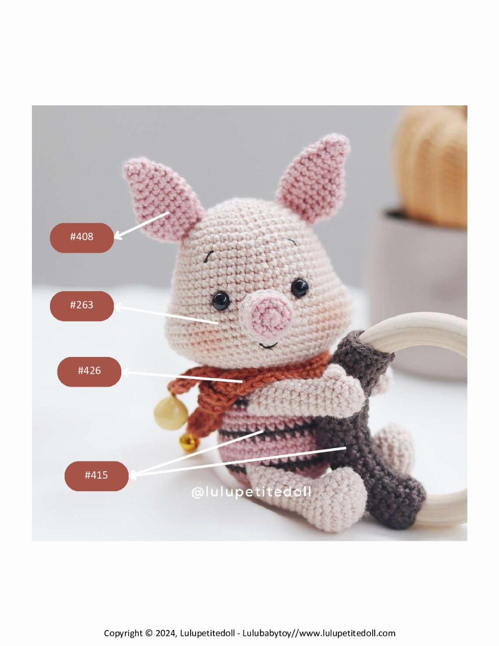 Piglet Rattle crochet pattern