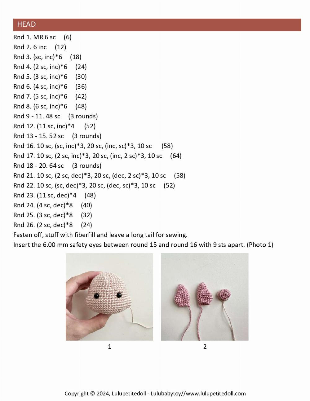 Piglet Rattle crochet pattern