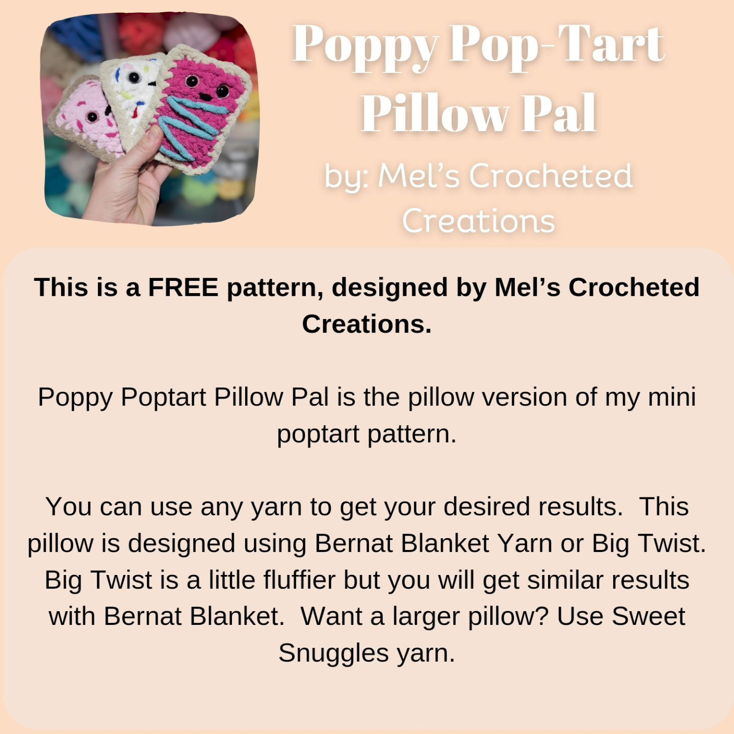 Poppy Pop-Tart Pillow Pal - FREE PATTERN