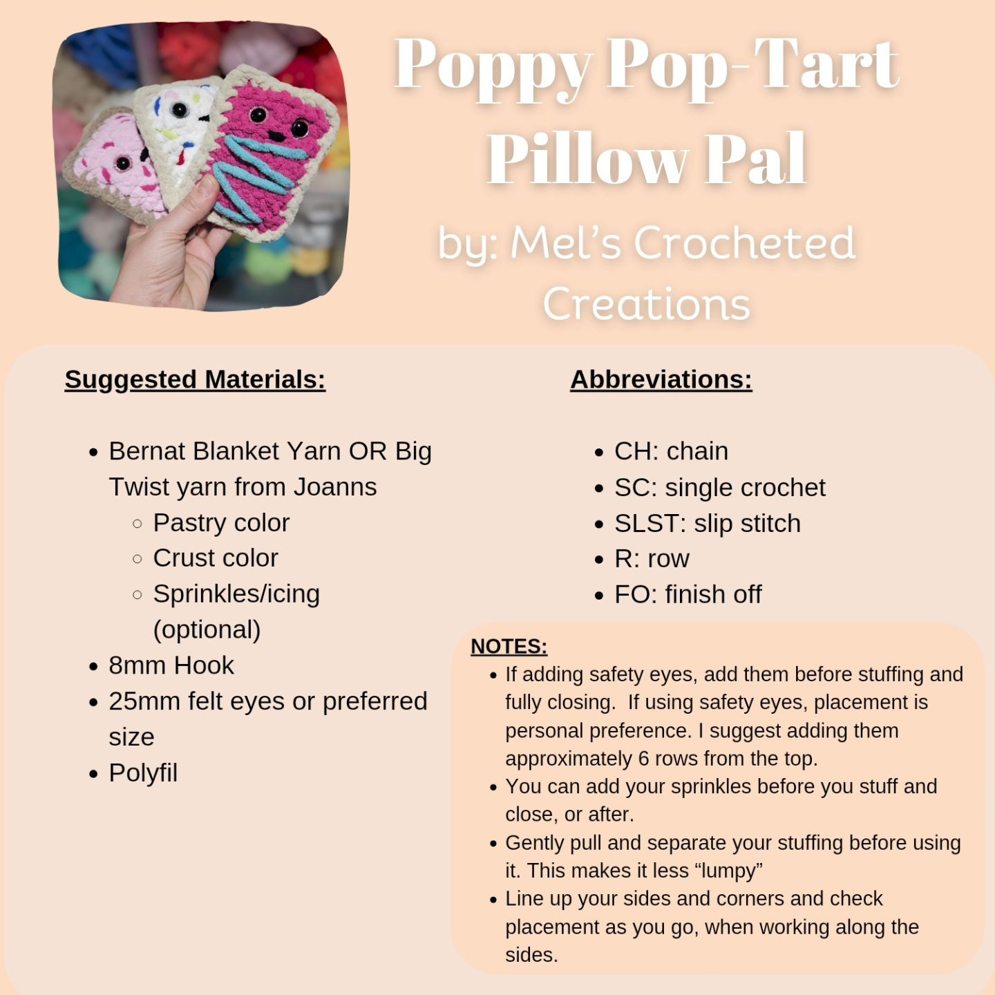 Poppy Pop-Tart Pillow Pal - FREE PATTERN