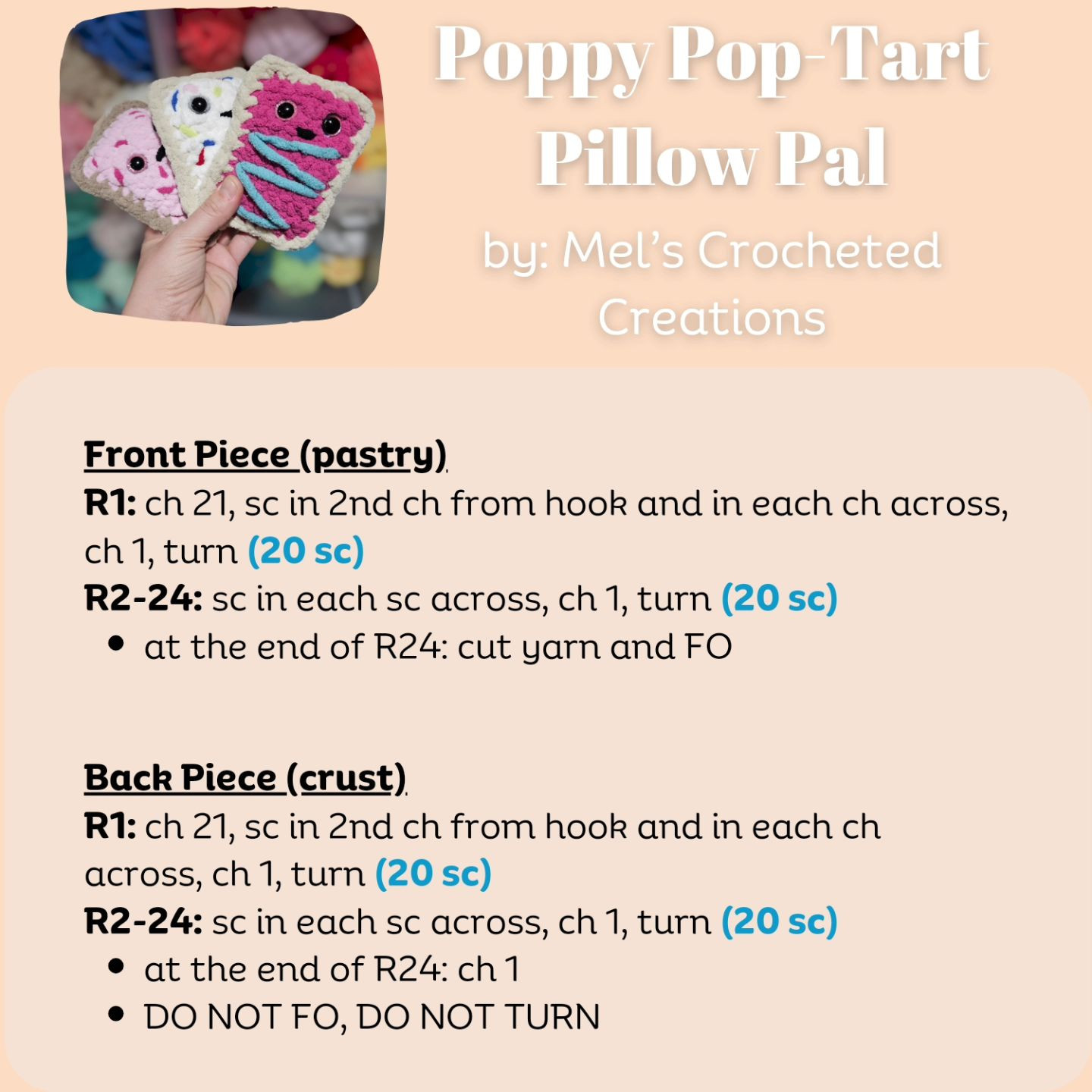 Poppy Pop-Tart Pillow Pal - FREE PATTERN