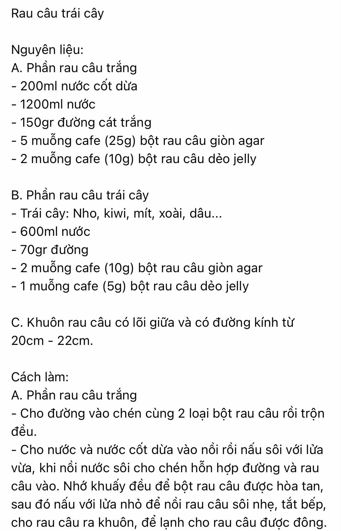 rau câu trái cây ngon mát lạ miệng