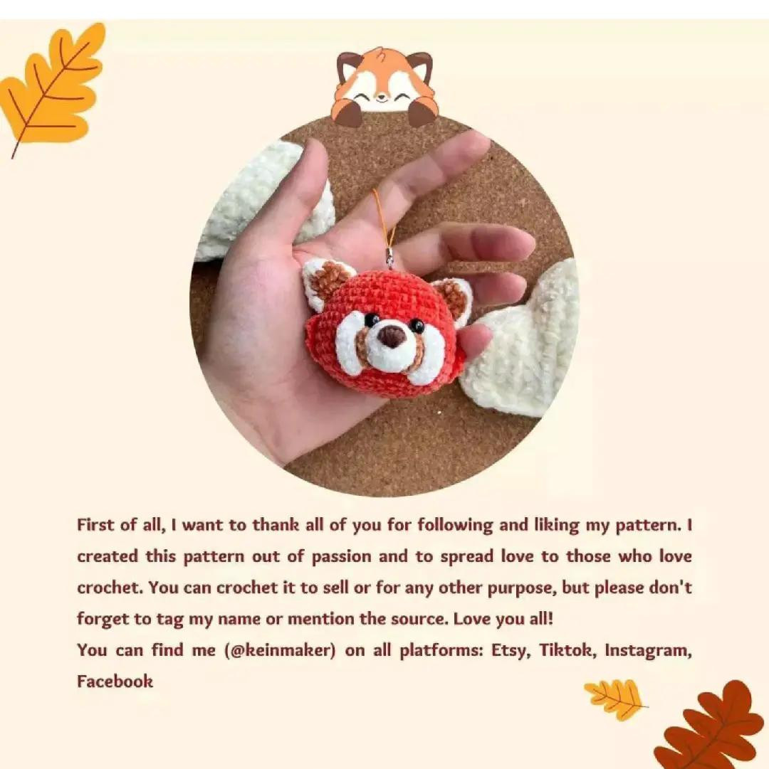 Red bear keychain crochet pattern