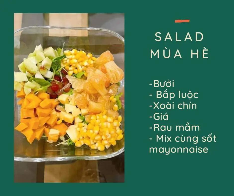 salad cà chua, salad gà, salad hoa quả, salad trái cây, salad bơ, salad mùa hè, salad rau