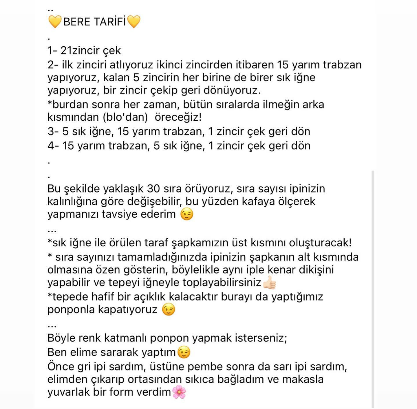 Sarı bere tığ işi modeli