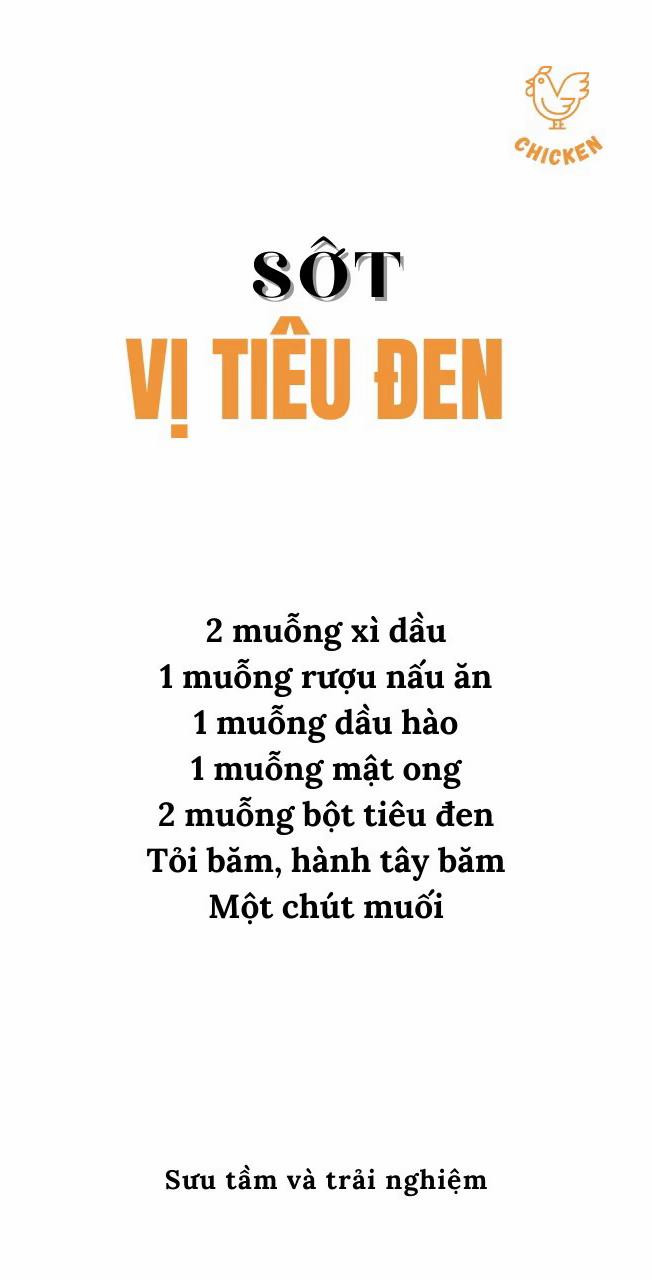 Sốt gà nướng: sốt vị mật ong, sốt vị chanh cay, sốt vị tiêu đen.