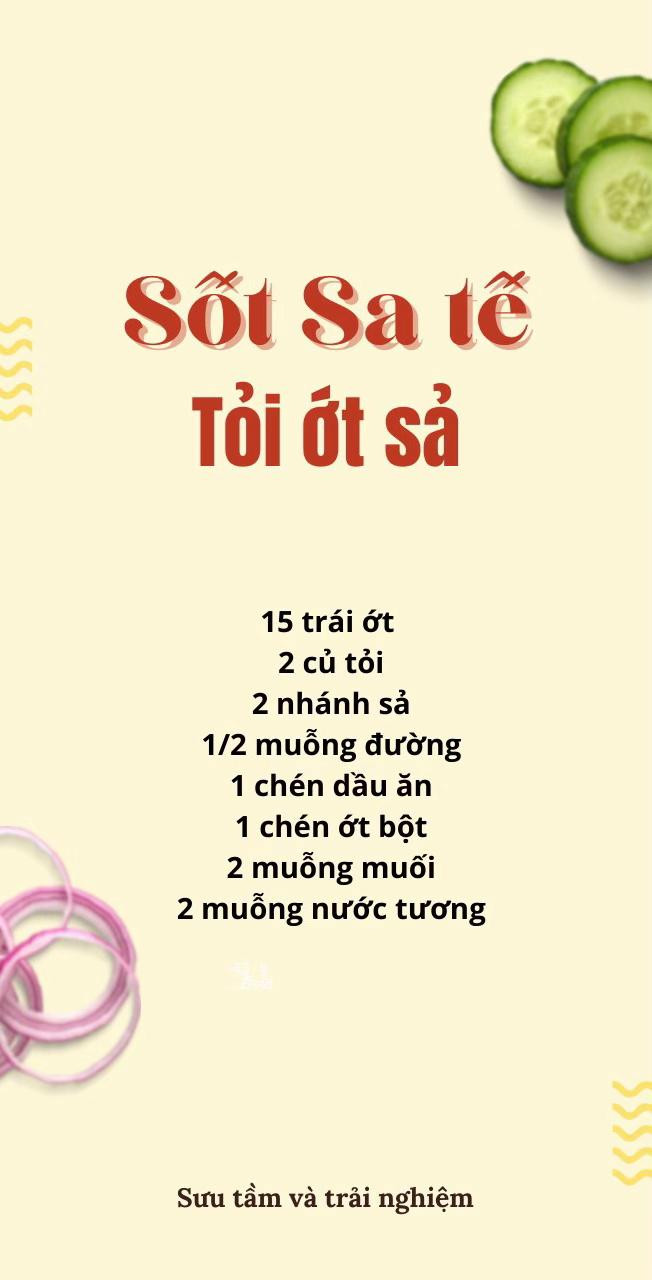 Sốt sa tế đơn giản, sốt sa  tế tỏi ớt, sốt sa tế tôm.