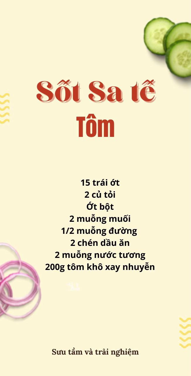 Sốt sa tế đơn giản, sốt sa  tế tỏi ớt, sốt sa tế tôm.