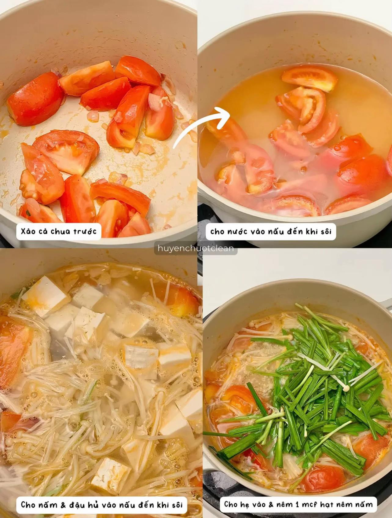 soup đậu hủ nấm cà chua