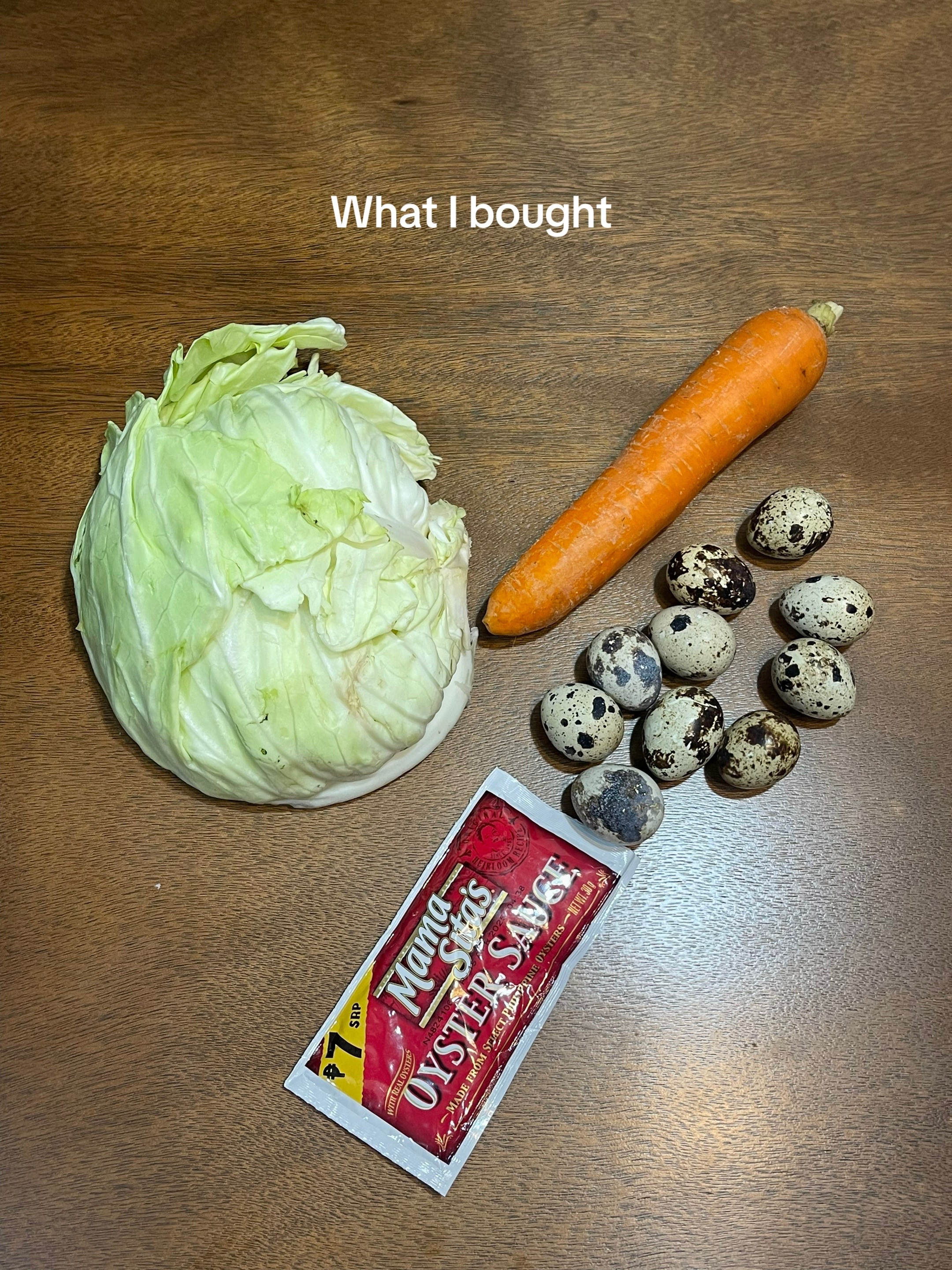 stir fry cabbage & carrots with quail eggs