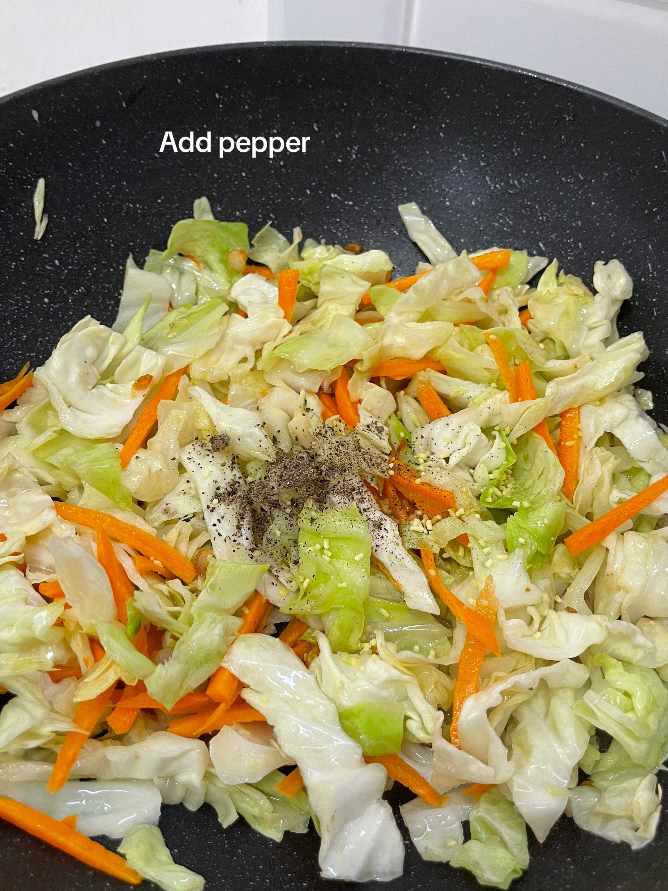 stir fry cabbage & carrots with quail eggs