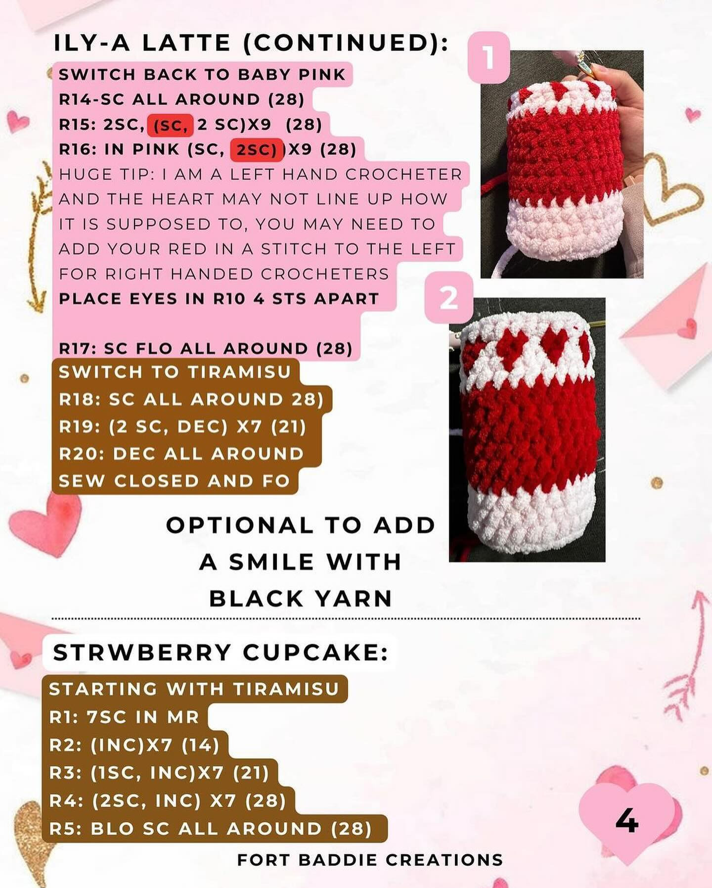 strawberry cupcake pattern