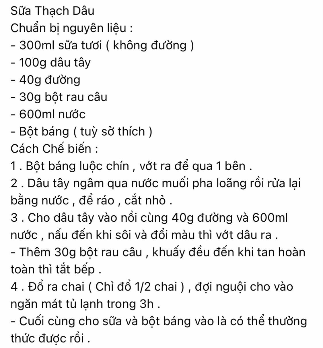 sữa thạch dâu siêu ngon tại nhà.