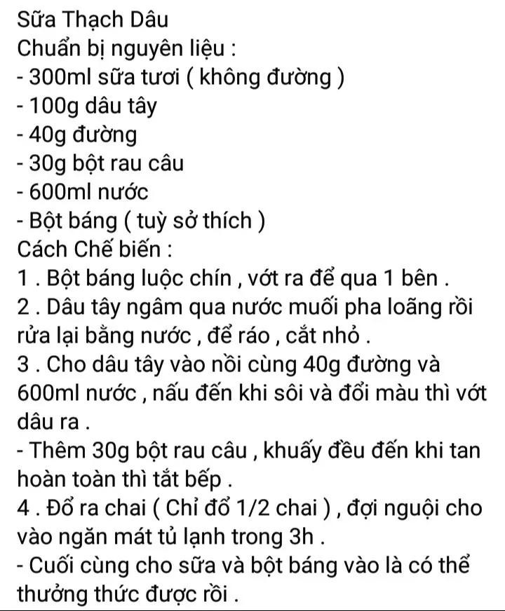 Sữa thạch trà xanh, sữa thạch trà sữa, sữa thạch ca cao, sữa thạch khoai lang, sữa thạch lê, sữa thạch dâu