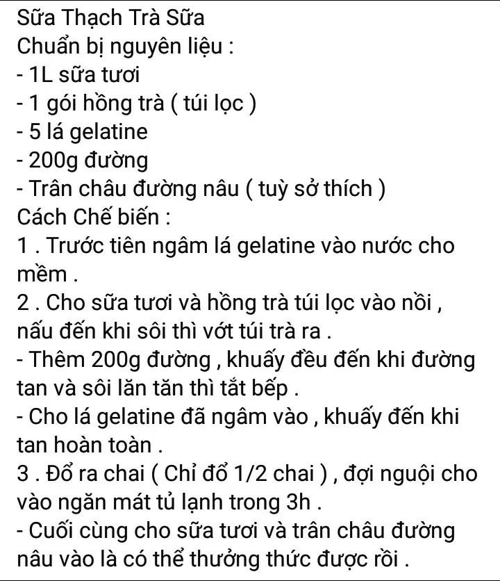 Sữa thạch trà xanh, sữa thạch trà sữa, sữa thạch ca cao, sữa thạch khoai lang, sữa thạch lê, sữa thạch dâu