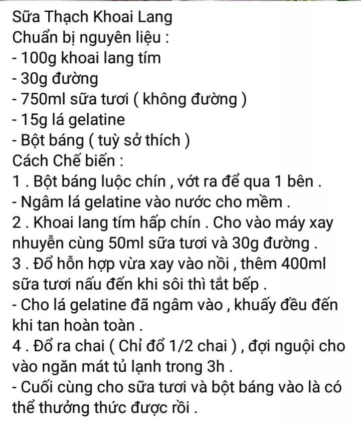 Sữa thạch trà xanh, sữa thạch trà sữa, sữa thạch ca cao, sữa thạch khoai lang, sữa thạch lê, sữa thạch dâu