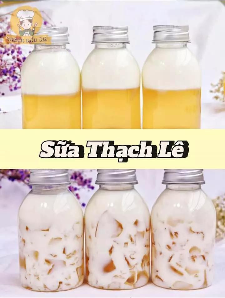 Sữa thạch trà xanh, sữa thạch trà sữa, sữa thạch ca cao, sữa thạch khoai lang, sữa thạch lê, sữa thạch dâu