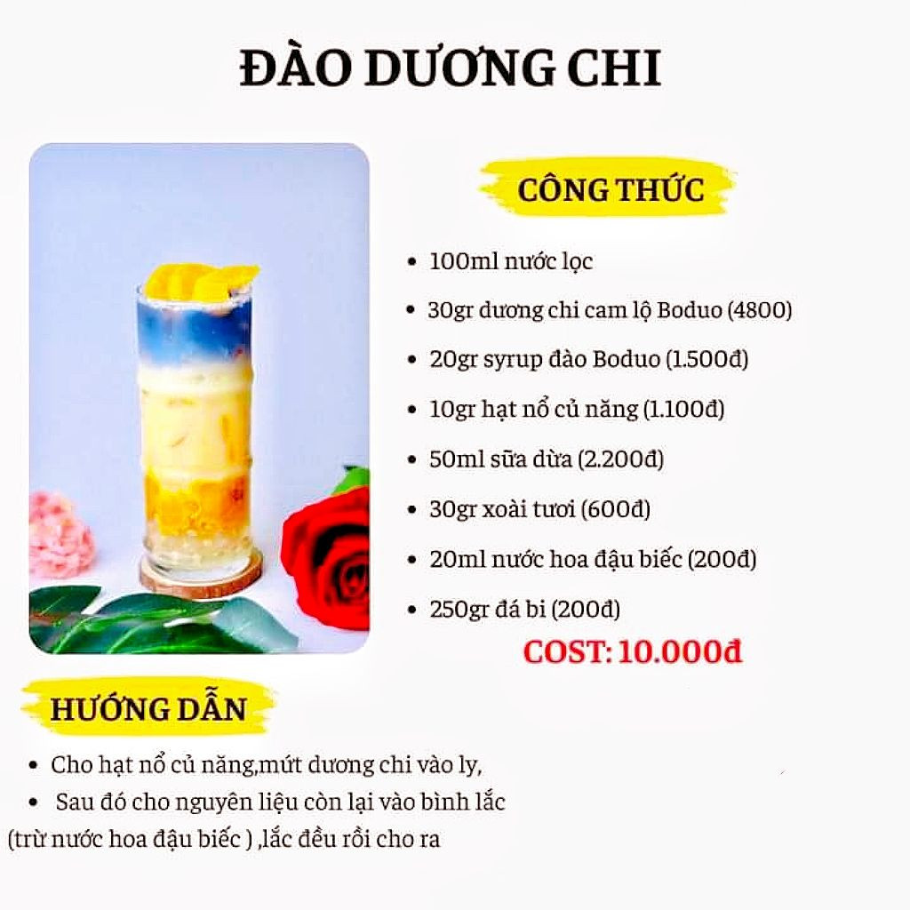 sữa tươi dương chi cam lộ, dương chi mạt ly, đào dương chi, anh đào cam zu, anh đào cam túc,