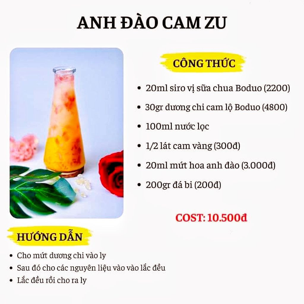 sữa tươi dương chi cam lộ, dương chi mạt ly, đào dương chi, anh đào cam zu, anh đào cam túc,