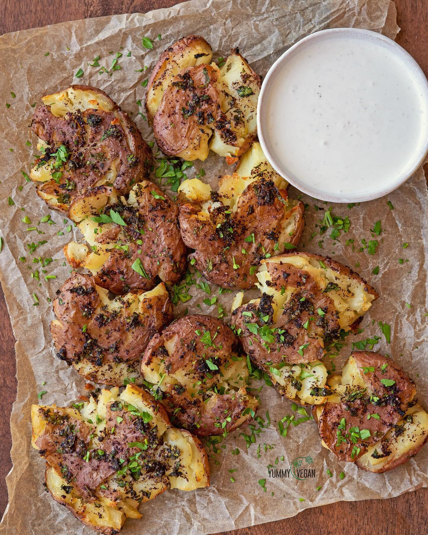 sumac smashed potatoes horseradish cream