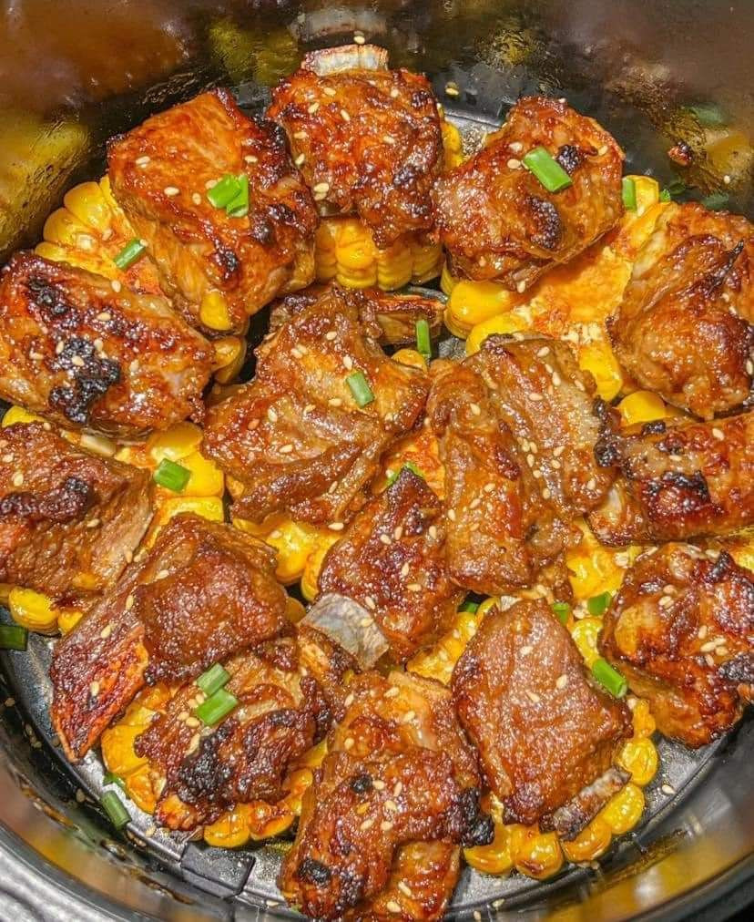 🔥 Sườn heo nướng ngô bằng nồi chiên không dầu siêu ngon nè cả nhà 🤤