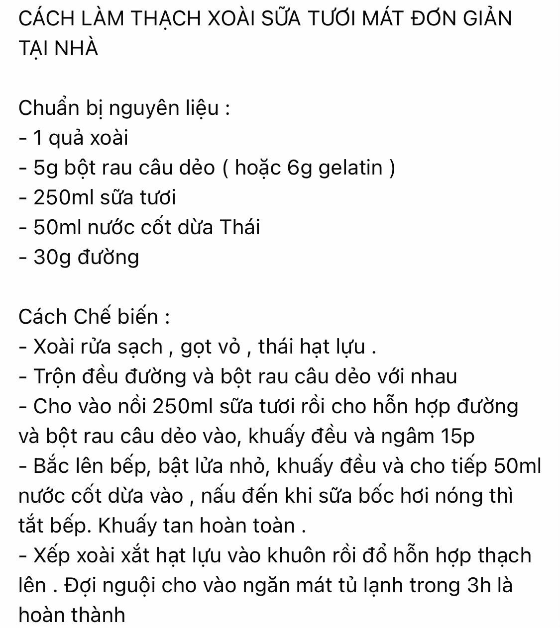 Thạch xoài sữa  ngon mát lạ miệng.