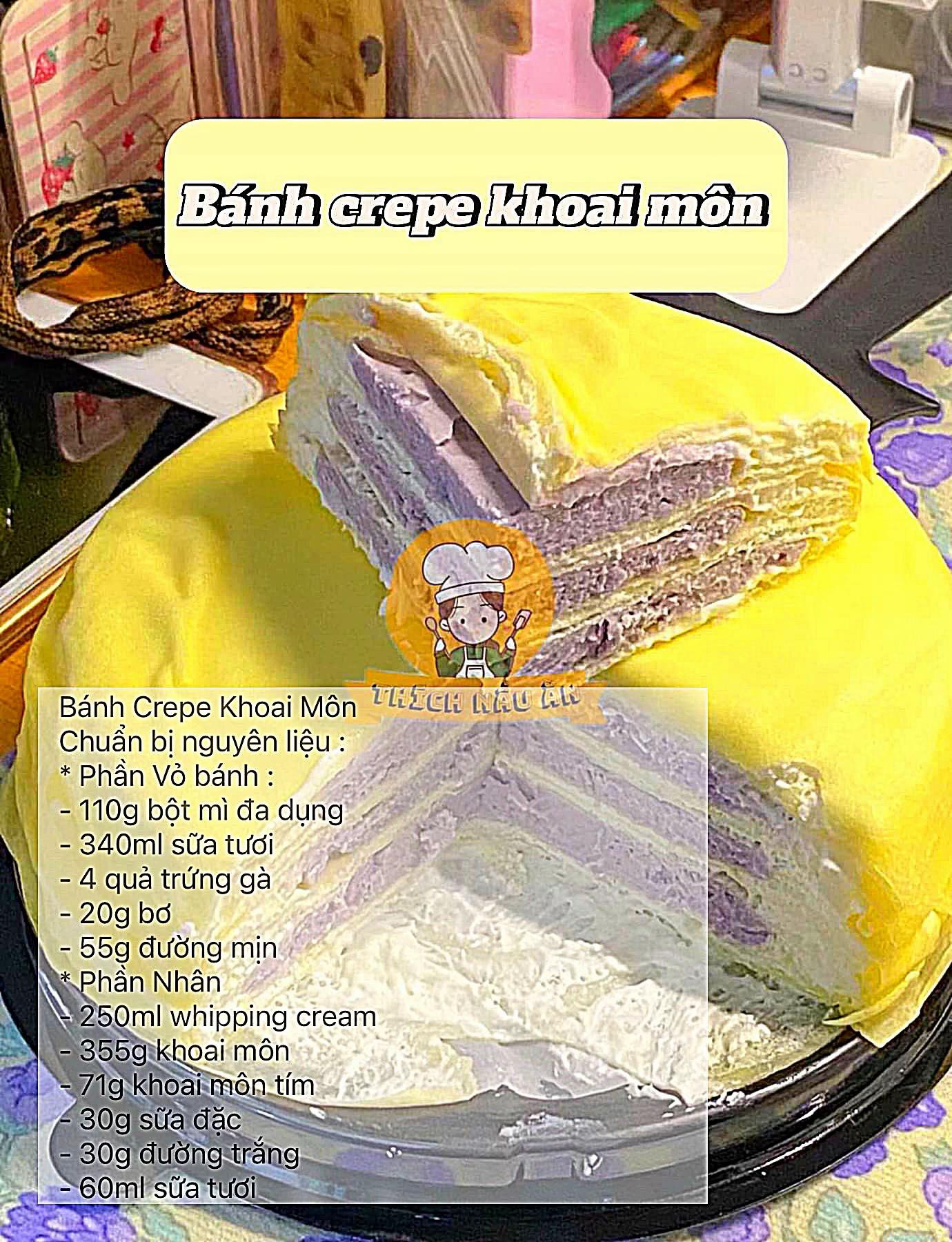 Tổng hợp công thức bánh crepe: bánh creape oreo, công thức crepe ngàn lớp đã mắt ngon miệng, công thức crepe chocolate nhìn là mê, bánh crepe xoài, bánh crepe khoai môn, bánh crepe sầu riêng, bánh crepe dâu.