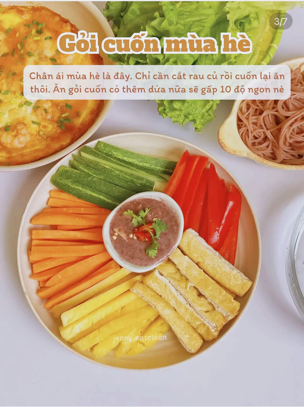 tóp cá món ăn nhanh gọn healty, salad đậu hũ, gỏi cuốn mùa hè, bún lứt cà chua thịt băm. bún bòa nam bộ, mì udon xào, bánh hỏi cuốn.