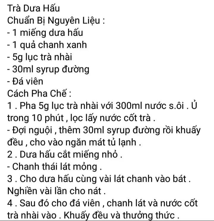 trà dưa hấu, trà đào, trà chanh, trà tắc xí muội