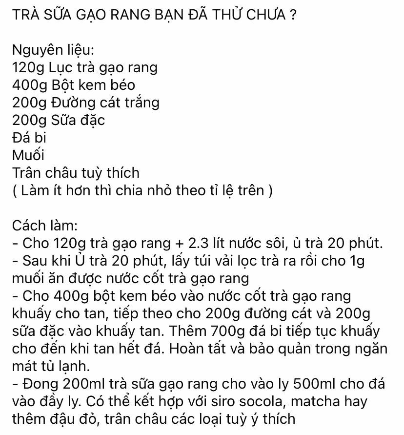 Trà sữa gạo rang bạn đã thử chưa.