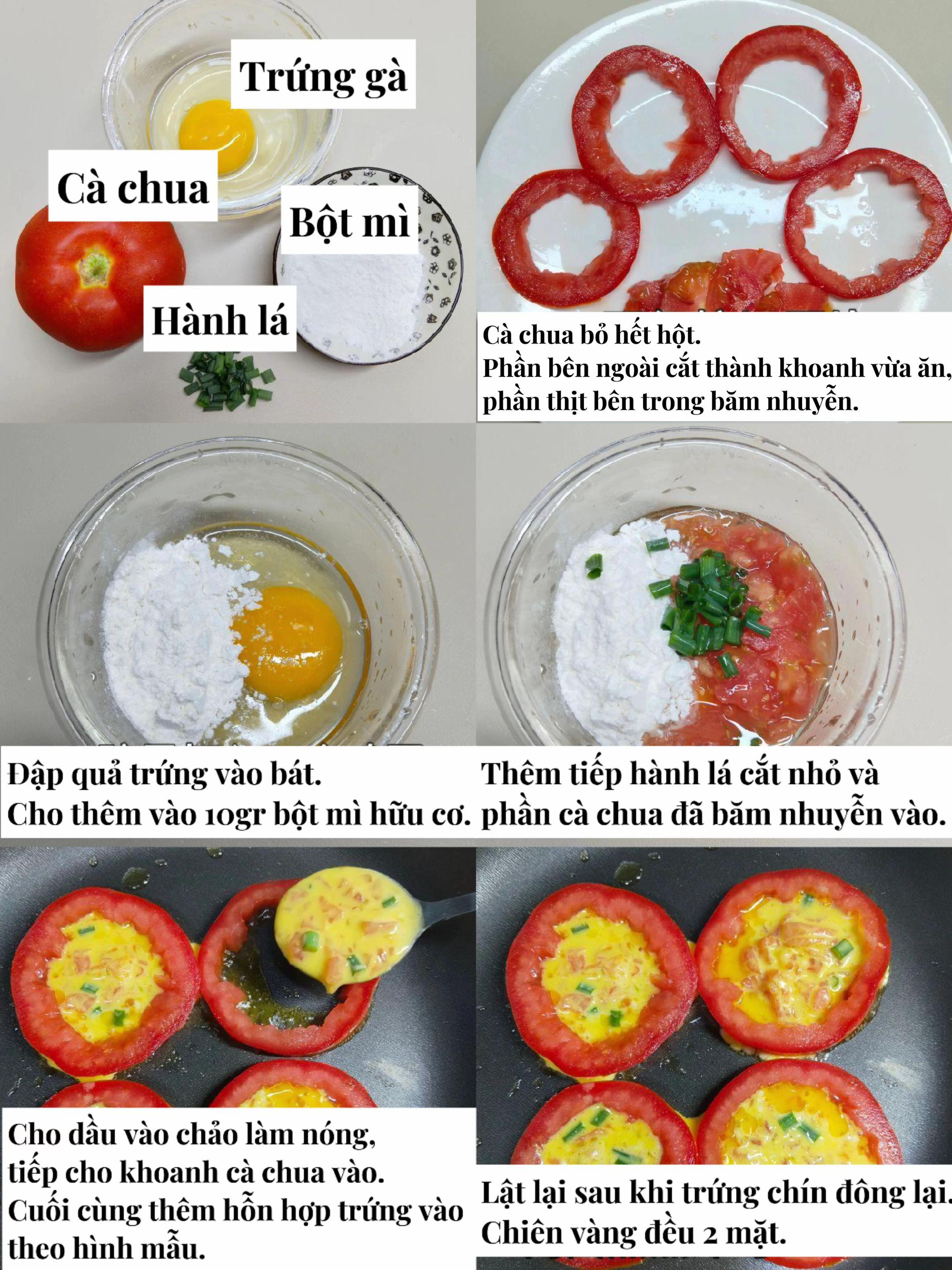 trứng cuộn cà chua cho bé 9 tháng tuổi