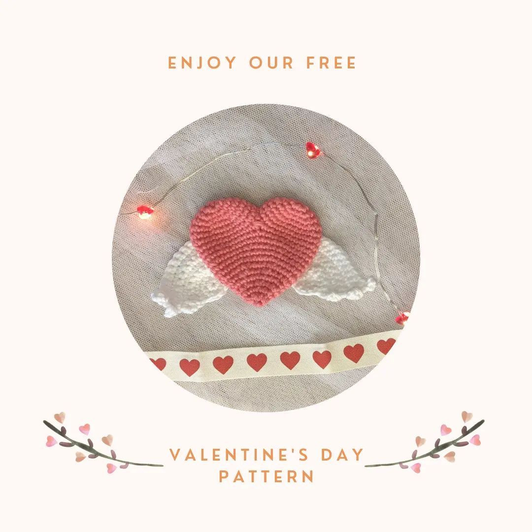 valentine's day free pattern, winged heart crochet pattern