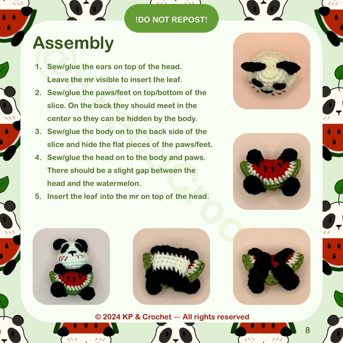 • Watermelon Panda - FREE PATTERN • 🐼🍉🇵🇸