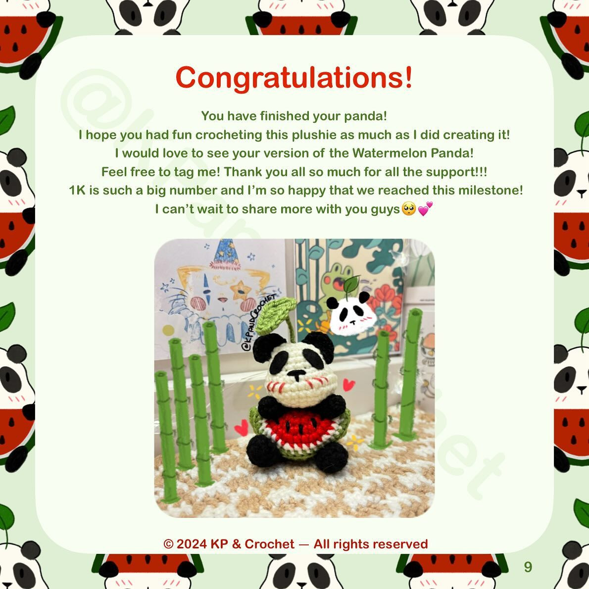 • Watermelon Panda - FREE PATTERN • 🐼🍉🇵🇸