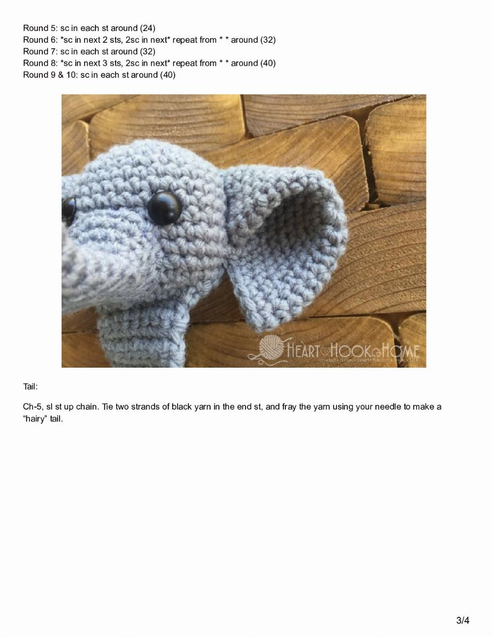 Webster the Elephant Bookmark Amigurumi Crochet Pattern